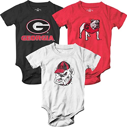 Image of Wes and Willy Baby College Team 3 Pack of Cotton Rompers