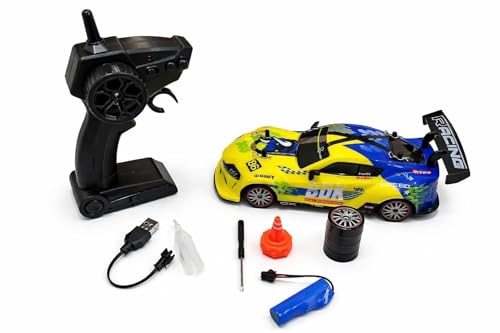 Image of Speed RC Drift Car 1:16 Scale 4WD High Speed Remote Control Car, 2.4GHz Racing Vehicle with LED Lights, Extra Drift Tires & Rechargeable Battery