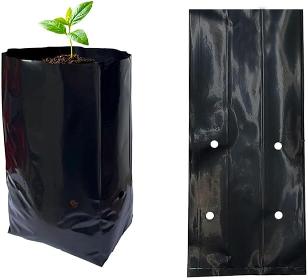 gardtree 100 Pcs Thicken Plastic Plant Nursery Bags 5.5" x 9.3", Grow Bags for Fruit Trees, PE Seedling Pots, Nursing Growing Pouch, Ideal for Flowers, Vegetables, Fruit, Starting Saplings
