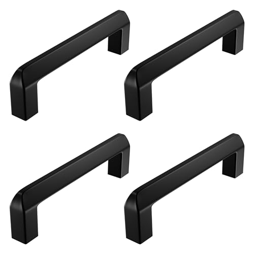 Image of Atlantic Triangle Pull Handle Stainless Steel Black Coating for Kitchen and All Types Wooden Furniture Doors, Total Length: 4 inches, Hole to Hole - 96 MM,Pack of 4 PCS