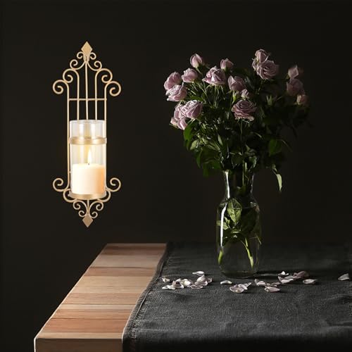 Candelabro de pared NUOBESTY dorado con protector de vidrio que eleva tu decoración 5