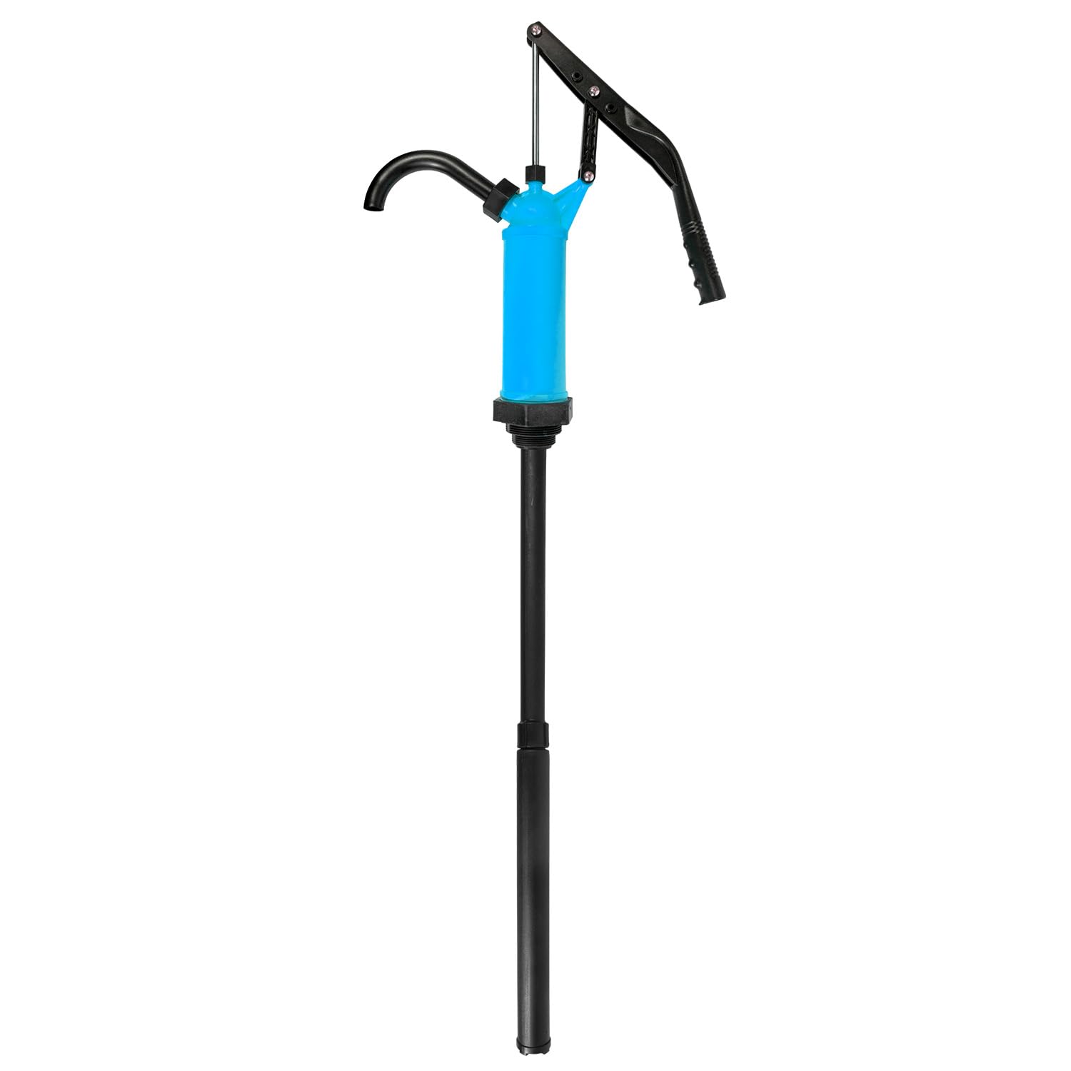 Pompe à tambour manuelle à levier pour diesel, huiles légères, lubrifiants, antigel, alcools – Fabriquée en polypropylène et tige chromée – Compatible avec les conteneurs de tambour de 58 à