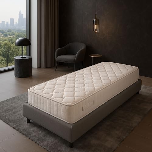 Provence literie Matelas Tissu Ignifugé Non Feu 70x190 x 25,5 cm + Oreiller Visco - Soutien Ferme - ame Rembourrage 100% polesther