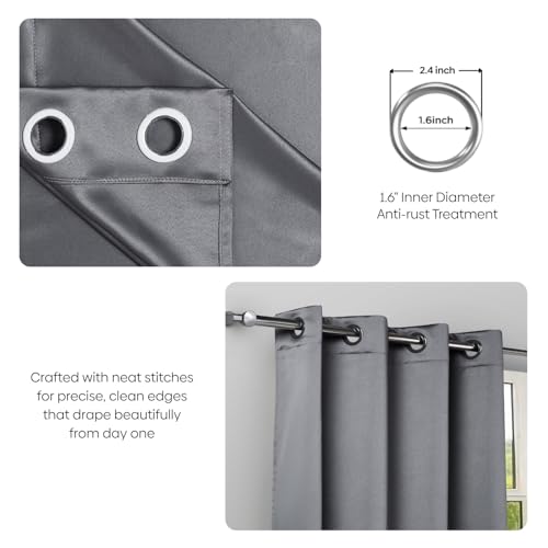 Image of Rivermoor 5 Feet Blackout Curtains Set of 1 | Solid Window Curtain for Living Room & Bedroom | Grey | 80% Room Darkening | 250 GSM | Acrylic Eyelet | 114 x 152 cm