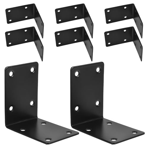 FIXOSHEE Escuadras Metálicas Forma de L 90° Negras de Acero Inoxidable 70X70X2 MM para Bancales Elevados y Soportes de Jardineras Juego de 8 Piezas Resistentes para Estantes y Macetas de