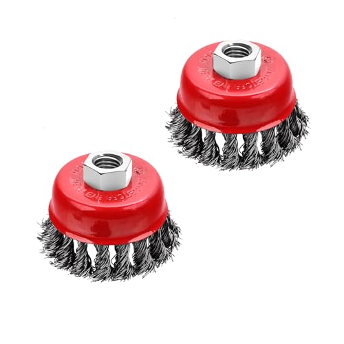 MIKILIKIEN 2 Pcs 2.5 inch Wire Cup Brush for 4 1/2 Angle Grinder