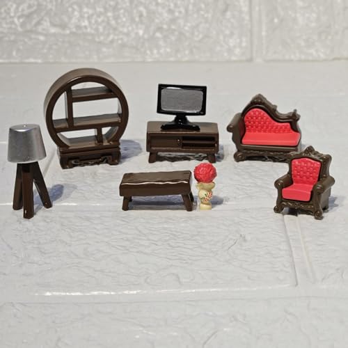 Image of Miniature Dollhouse Furniture Set of 8, Resin Mini Decor for Fairy Garden, Terrarium, Bonsai, Home Tabletop & Dollhouse Setup