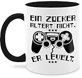 Statement Tasse mit Spruch - Ein Zocker altert nicht - er levelt - Unisize - Schwarz - ein zocker altert nicht er levelt tasse - Q9061 - Kaffeetasse und Teetasse 325 ml