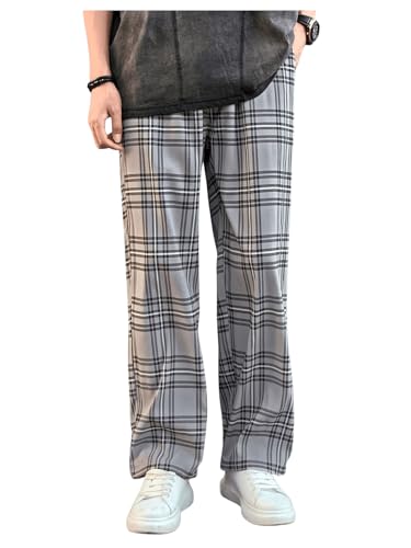 WDIRARA Men's Stretch Waist Plaid Pants Casual Workout Active Bottom3