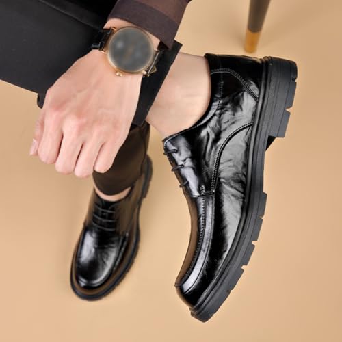 Men's Classic Slip - on Genuine Cowhide Leather Penny Loafers, Ideal for Business - Casual Work and Daily Office Wear (Black,8)4