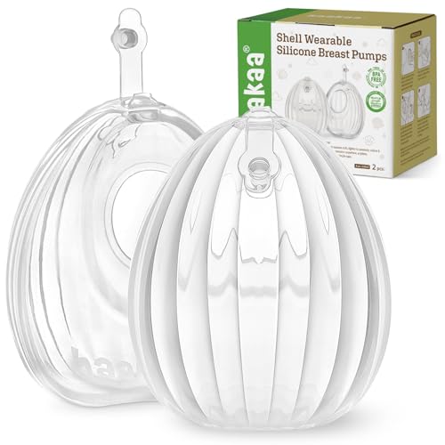 Image of haakaa Wearable Breast Pump, Silicone Shell Breast Pump - Hands Free, Passive Breast Milk Collector Shield for Newborns, Breastfeeding, 120ml-2 pc