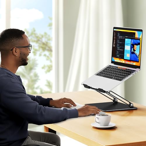 Image of BESIGN LS10 Laptop Stand for Desk, Ergonomic Adjustable Notebook Tablet Stand, Foldable Laptop Riser, Portable Desktop Book Stands, Computer Holder Compatible with 10-14 inch Laptops, Black