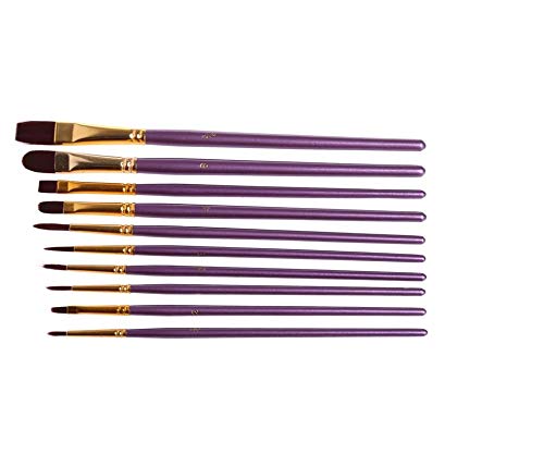 Aeoss 10Pcs Purple Artist Paint Brush Set Nylon Watercolor Acrylic Oil Painting Brushes Drawing Art Supplie
