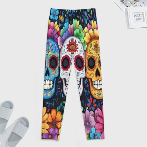 Day of The Dead Skull Flower Men's Pajamas Pants Lightweight Sleep Lounge Pant Pjs Bottoms Casual Sleepwear4