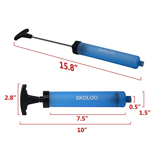 Skoloo 10" Portable Hand Air Ball Pump Inflator Kit With Needle-Pack Of 2, Nozzle, Extension Hose For Soccer Basketball Football Volleyball Water Polo Rugby Exercise Ball Balloon,Blue & Green #TOP5