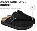 Genuine Leather Chunky Big Buckle Platform Clogs for Women Memory Foam Arch Support Cork Footbed Potato Shoes Mules-Benton Black