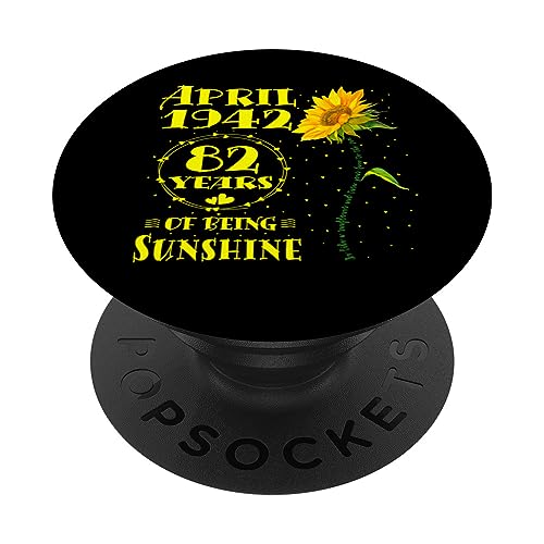 Cumpleaños 82 Amantes de los Girasol de 82 Años Nacidos en Abril de 1942 PopSockets PopGrip Intercambiable
