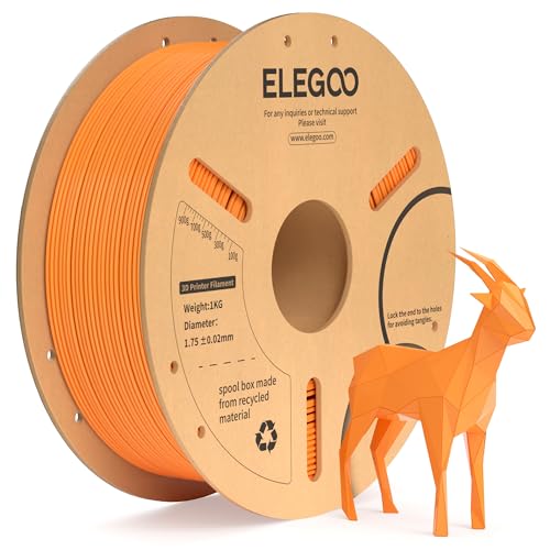 ELEGOO PLA+ Filament 1.75mm Orange 1KG, PLA Plus Tougher and Stronger 3D Printer Filament, Dimensional Accuracy +/- 0.02mm, 1kg Cardboard Spool(2.2lbs) Fits for Most FDM 3D Printers