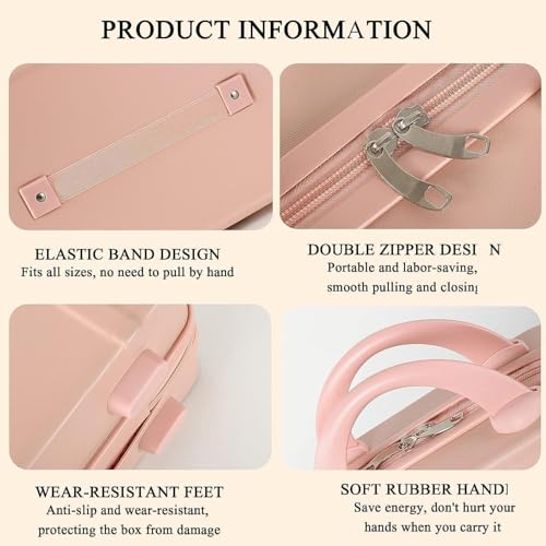 Image of Hand Luggage, Korean Mini Carrying Makeup Case Suitcase with Elastic Band, Small Hard Shell Cosmetic Case for Travel Camping Password Travel Case Women Girls (Bear Luggage)
