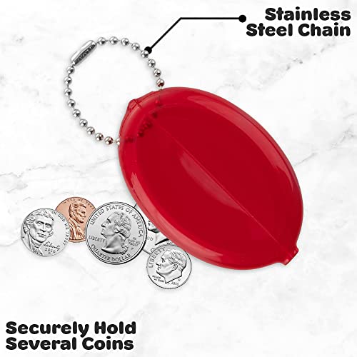 Oval Rubber Coin Purse Change Holder Made in U.S.A. For Men/Woman With Chain Pouch Made By Nabob Leather (Red 3 Pack)2
