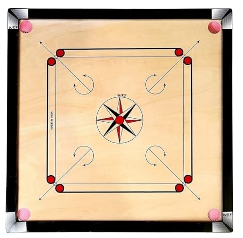 Image of WRF Superior Matte Finish Practice Carrom Board for Serious Professional Practice with Coins Striker and Powder Black New(32inch Carrom with Vixen Ludo VL-04)