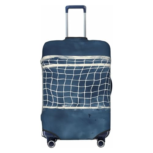 Soccer Goalpost On Navy Blue Watercolor Elastic Travel Luggage Covers Dustproof Scratch-Resistant Suitcase Protector Fit 22-24 Inch