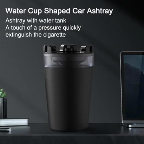 Image of NYRWANA Windproof Car Cigarette Ashtray with Lid & Water Tank Portable Detachable Cigarette Ashtray With Funnel