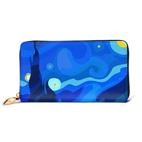 Preisvergleich Produktbild JHGFG Mode Handtasche Reißverschluss Brieftasche Vektor-Illustration inspiriert von Malerei Vincent Telefon Kupplung Geldbörse Abendkupplung Blockieren Leder Brieftasche Multi Card