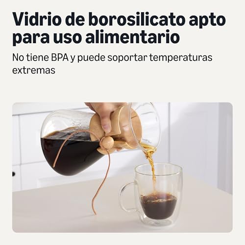 Miniatura 4 de Amazon Basics Cafetera Con Filtro, 0,97l, Vidrio De Borosilicato, Libre De Bpa, Filtro Reutilizable De Acero Inoxidable