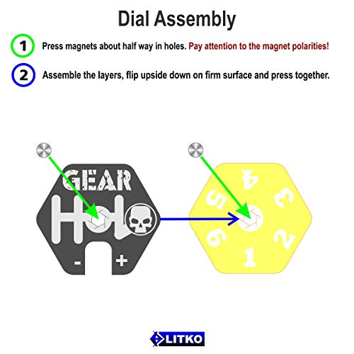 LITKO Gaslands Miniatures Game Gear Dials, Translucent Grey & Fluorescent Yellow (2)