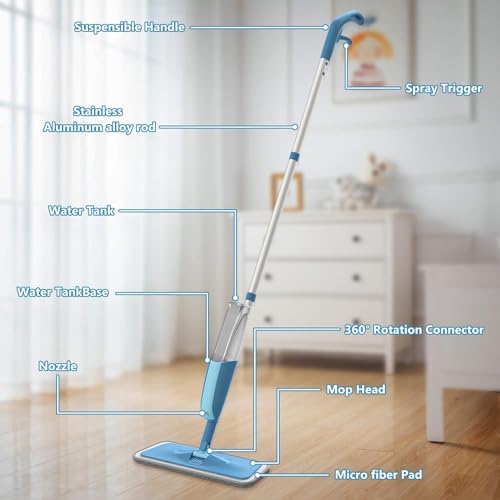 Wischmopp mit Sprühfunktion Bodenwischer mit Sprühfunktion Wischmopp mit 3 Waschbaren...