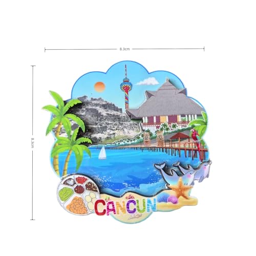 Imán Decorativo de Madera 3D Cancun México 8.3x8.3 cm miniatura 6