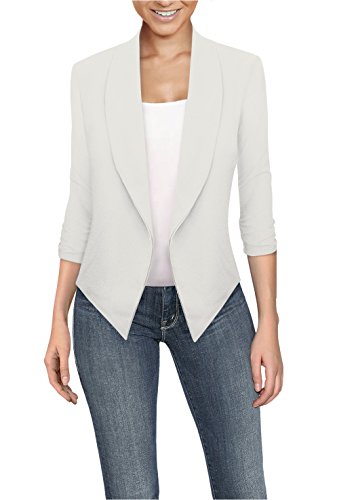 Womens Casual Work Office Open Front Blazer JK1133X Ivory 3X