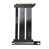 GIGA-MEGA PCIe X16 GEN5 Right Angle Riser Cable PCIe 4.0 and 5.0 with GPU Vertical Mount Bracket for RTX4090,RTX5090D, RX7900XT, RX9070 ATX (18CM GEN5 Black)