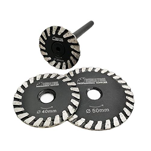 SHDIATOOL 30mm Diamond Cutting Wheel with removable 6mm Shank Plus 40mm and 50mm Cuting off Discs Wheel Blades Set for Cutting Engraving and Carving