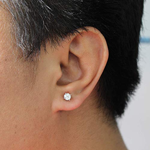 SINGLE (1 Piece) Natural Diamond Stud Earrings Set in 925 Sterling Silver for Men & Women4