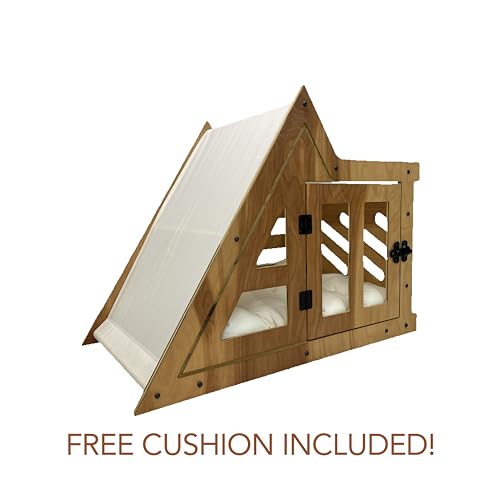 Modern Dog House Indoor, Wooden Dog Crate, Cat House, Bungalow Style Pet Furniture Cozy Bed for Cats, Dogs, Pets, Dog Kennel (Grey, Small) - Image 4