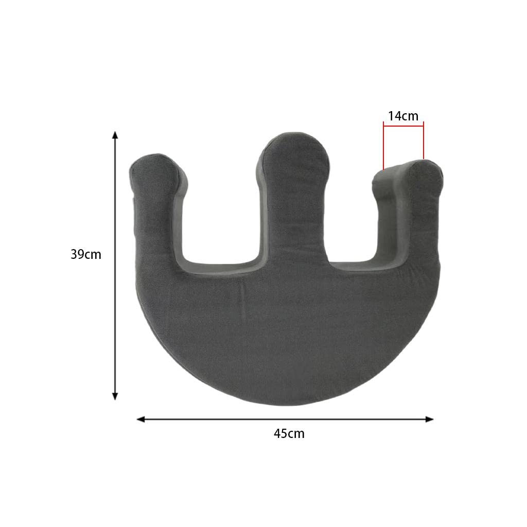 Almohada en U para Pacientes Cojín Asistente para Enfermería de Ancianos Postrados Dispositivo Multifuncional Antiescaras Impermeable Adecuado, Franela Gris