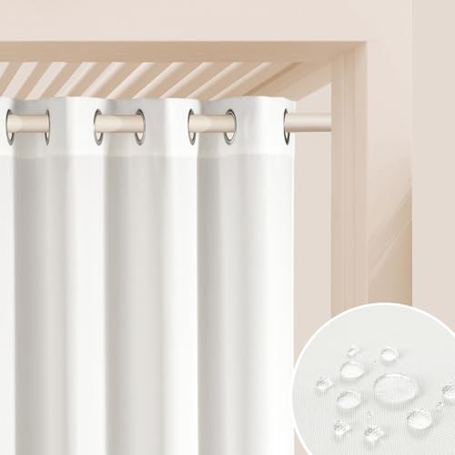ROOM99 Tenda da giardino con occhielli, 155 x 220 cm, larghezza x altezza, per esterni, resistente alle intemperie, impermeabile, protezione solare, da giardino, antivento, ecru