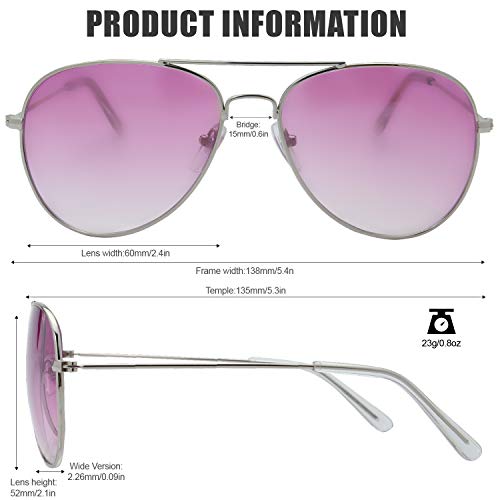 Image of The Fresh Classic Aviator Sunglasses for Men Women, Metal Frame Mirror Lens, Pilot Style, Includes Cleaning Cloth, Pouch