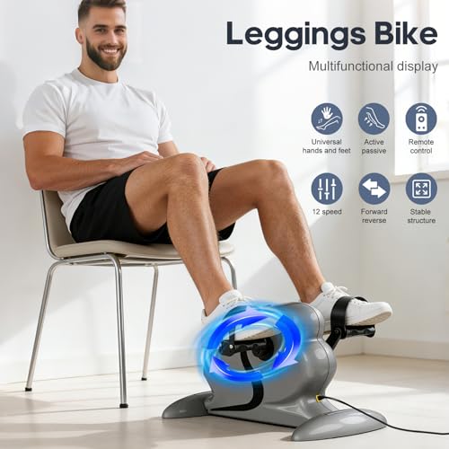 Image of Motorized Exercise Bike for Seniors with Leg Support, Electric Pedal Exerciser for Arm & Leg Exercise Remote Control 10 Adjustable Speeds Forward & Reverse Pedaling LCD Display for Home Use