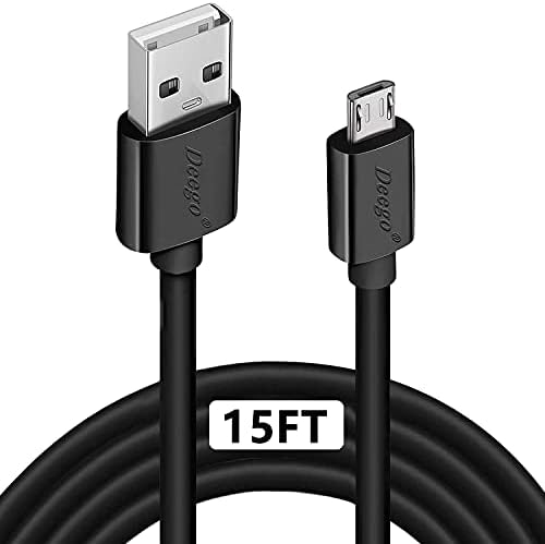 Micro USB Cable,15Ft Extra Long PS4 Controller Charger Cable, DEEGO Durable Android Charging Cord for Samsung Galaxy S7 Edge S6,Note 5,Note 4,Moto G5,Android Phone,Kindle Fire,Black