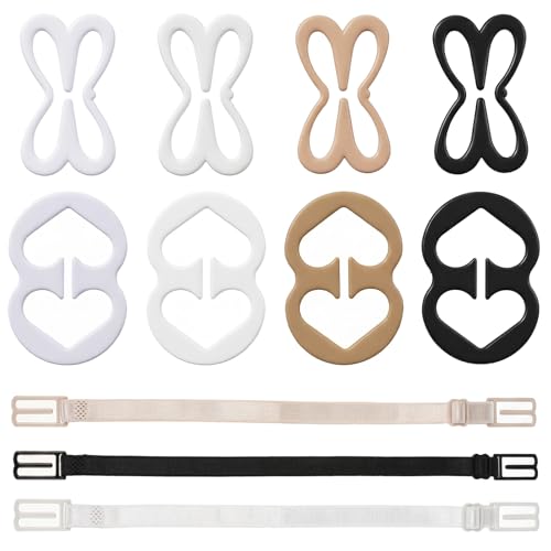 Qulkws 12 Pack Bra Strap Clips Bras Clips to Make Racerback Bra Strap Holders Adjustable Conceal Bras Clip for Full Cup Size Ballet Dance Cleavage Control