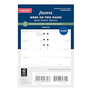Filofax Wochenansicht 2025 Nachfüll-Inlay Taschenformat
