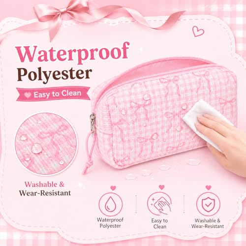 Image of LEDAOU Cute Pencil Case for Kids Girls Boys Pencil Pouch kawaii Pen Pencil Box Bag Holder for School Students (Corduroy Pink Bow Checkered)