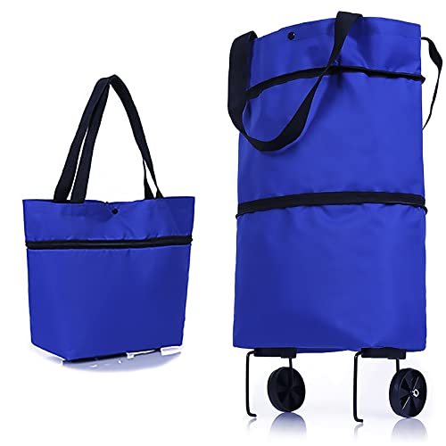 YAXIDAEVER Faltbare Trolley-Taschen,Einkaufstrolley Einkaufstasche mit Rollen,2 In 1 Faltbare Einkaufswagen für Zuhause…