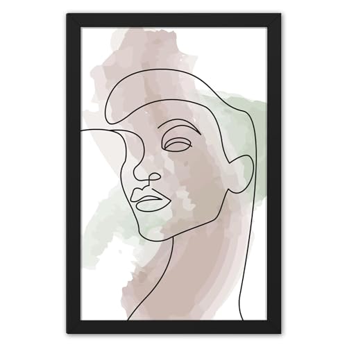 Image of Ritwika's Abstract Wall Art Of Outline Of Women Portrait Water Color Painting | With Frame Perfect For Home and Office Decor | Size 13.5 x 19.5 Inch, Set of 1 (02 - WOMEN)