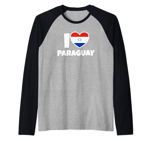 I Love Paraguay avec le drapeau et le coeur Manche Raglan