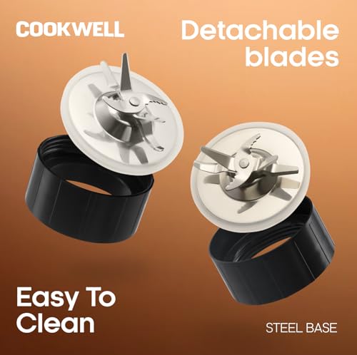 Image of Cookwell Bullet Mixer Grinder (Midnight Black, 3 Jars, 2 Blades)