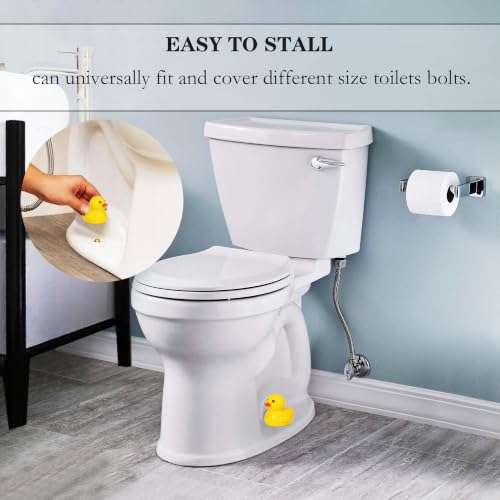 Image of ZUNON Toilet Bolt Caps, Decorative Toilet Bolt Covers, Ceramic Cute Frog Covers Toilet Bolts Bathroom Decor Easy Installation Set of 2 (Yellow Duck)